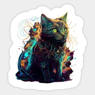 A graceful and fascinating cat with green eyes. Sticker